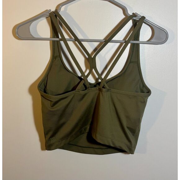 All In Motion Women’s Small Olive Green Strappy Sports Bra Crop Tank Activewear - Picture 2 of 4